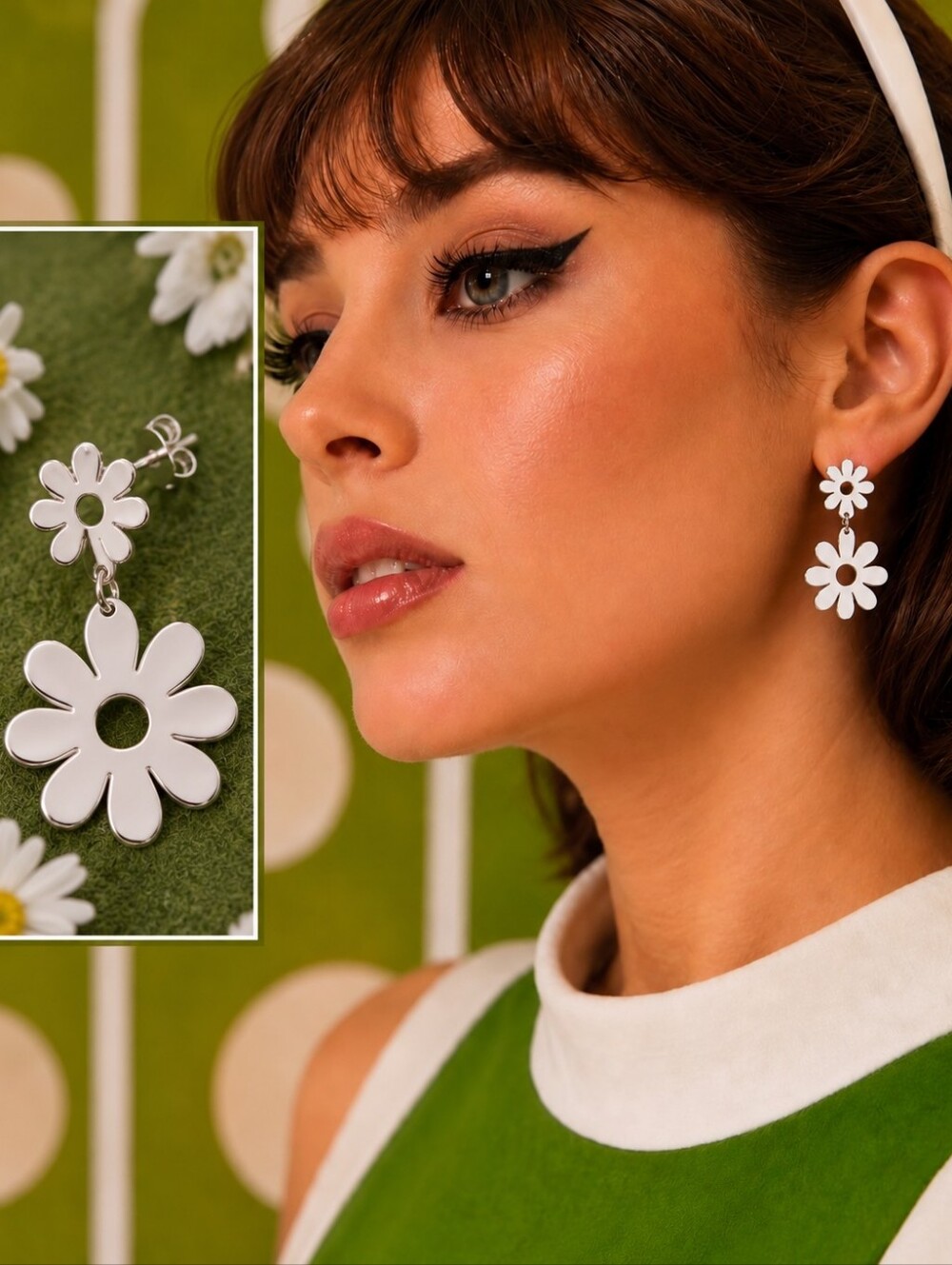 MODCLOTH RETRO VINTAGE VIBE HIPPIE FLOWER EARRINGS 2